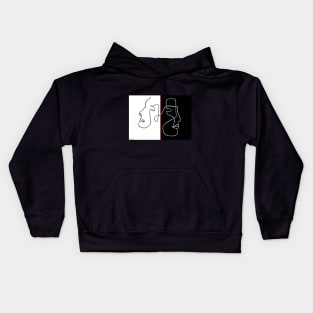 Faces Line Drawing Kids Hoodie